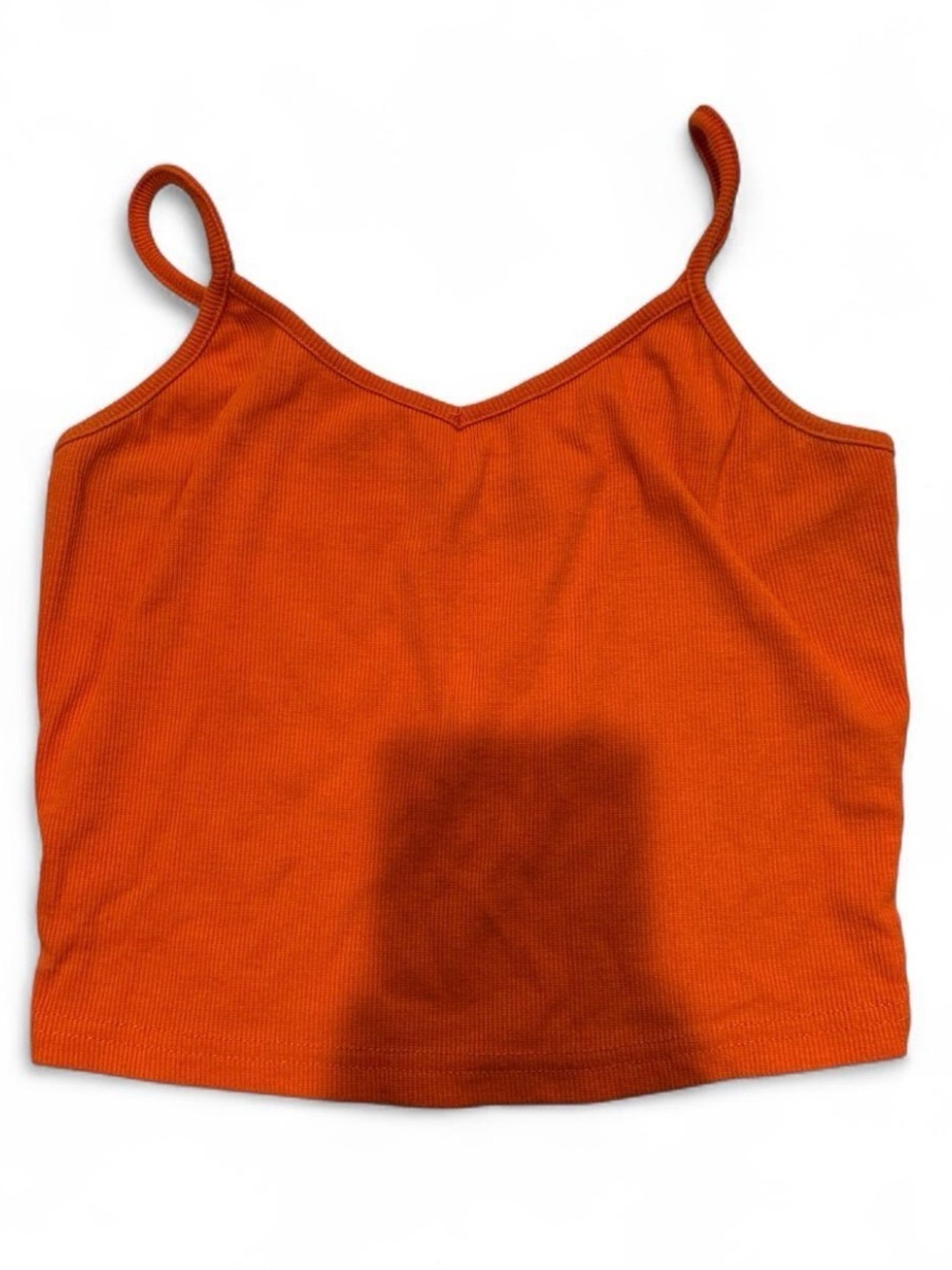 Women's Orange Ribbed Spaghetti Strap Tank Top